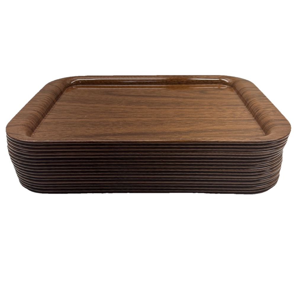 Set of 17 MCM Vintage Faux Wood Grain Serving Trays Party Barware